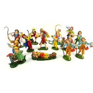 Vintage Nativity Figurines Italy Green Base Lot Presepe Village People Figures